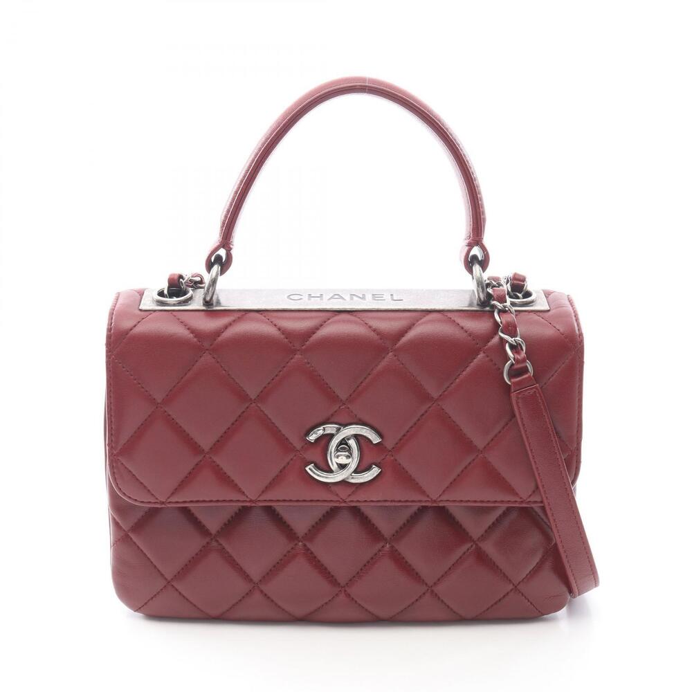 Chanel Trendy CC Shoulder Bag Top Handle Flap Leather Bordeaux Purple
